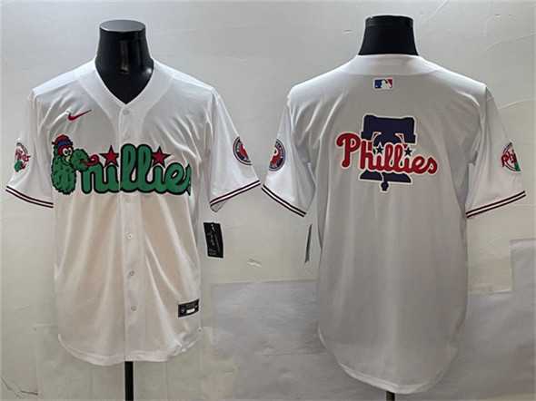 Men%27s Philadelphia Phillies Team Big Logo White Phanatic Limited Stitched Jersey